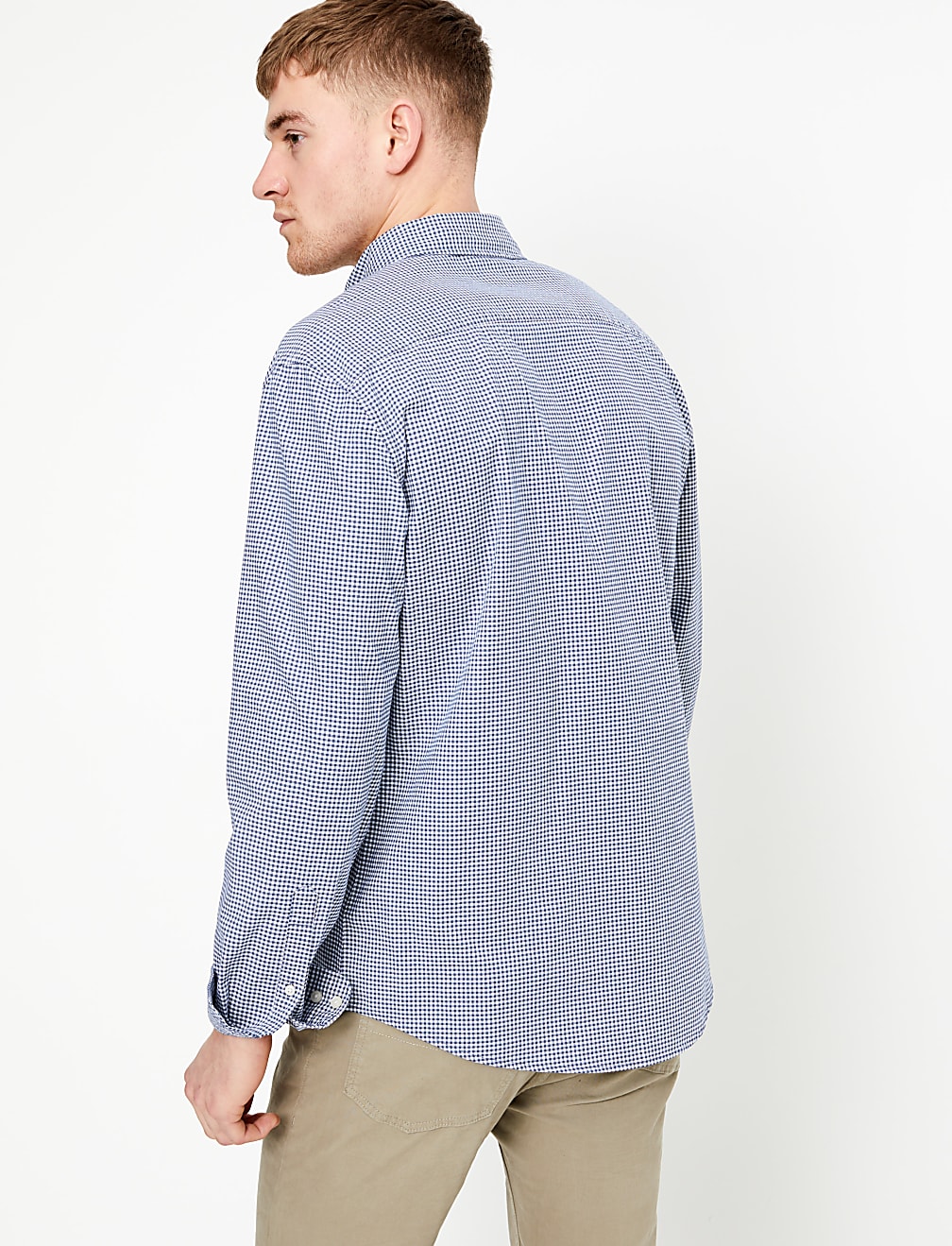 Cotton Rich Gingham Check Oxford Shirt