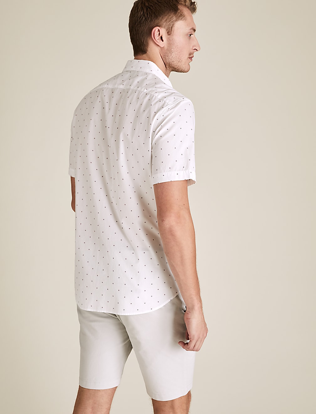 Pure Cotton Geometric Dot Print Shirt