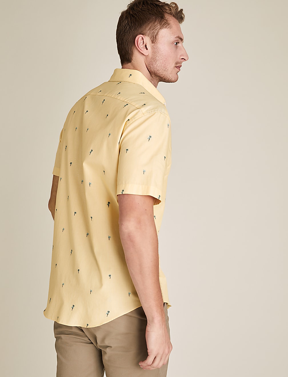 Pure Cotton Palm Tree Short Sleeve Shirt