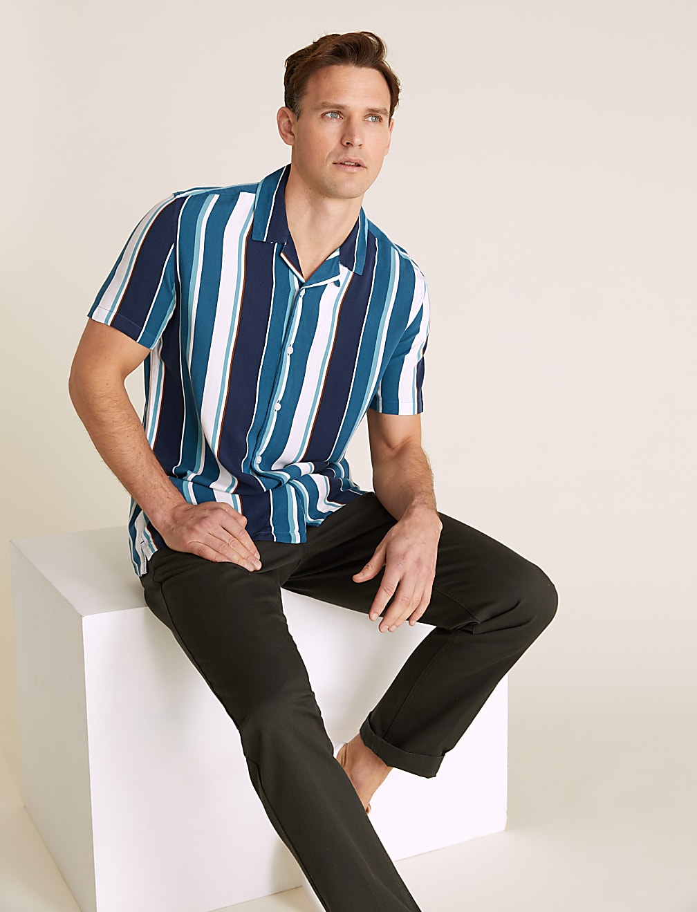 Striped Cuban Collar Shirt