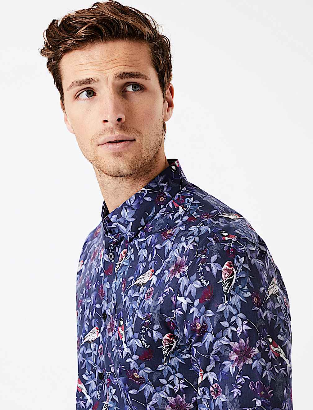 Cotton Bird Print Shirt