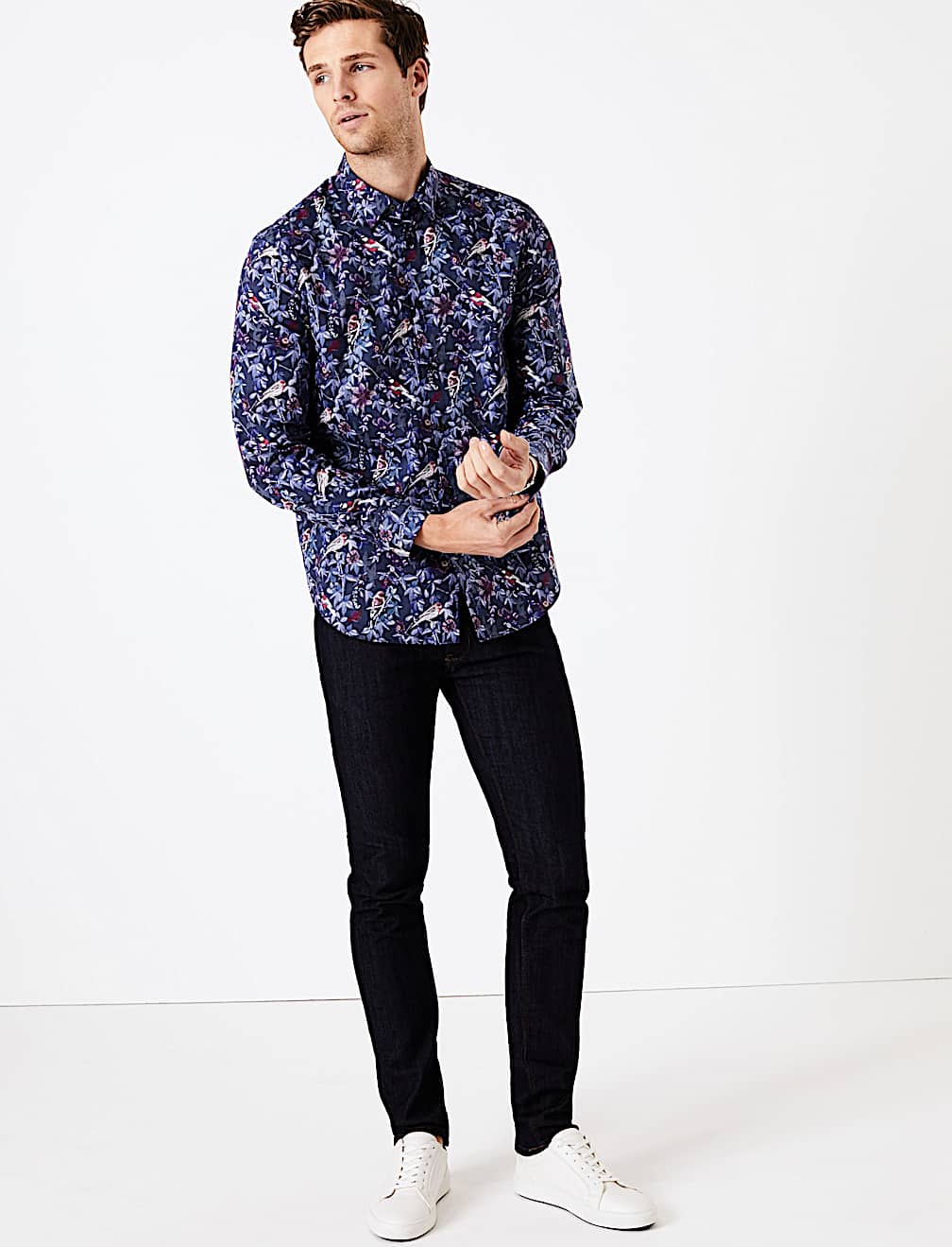 Cotton Bird Print Shirt