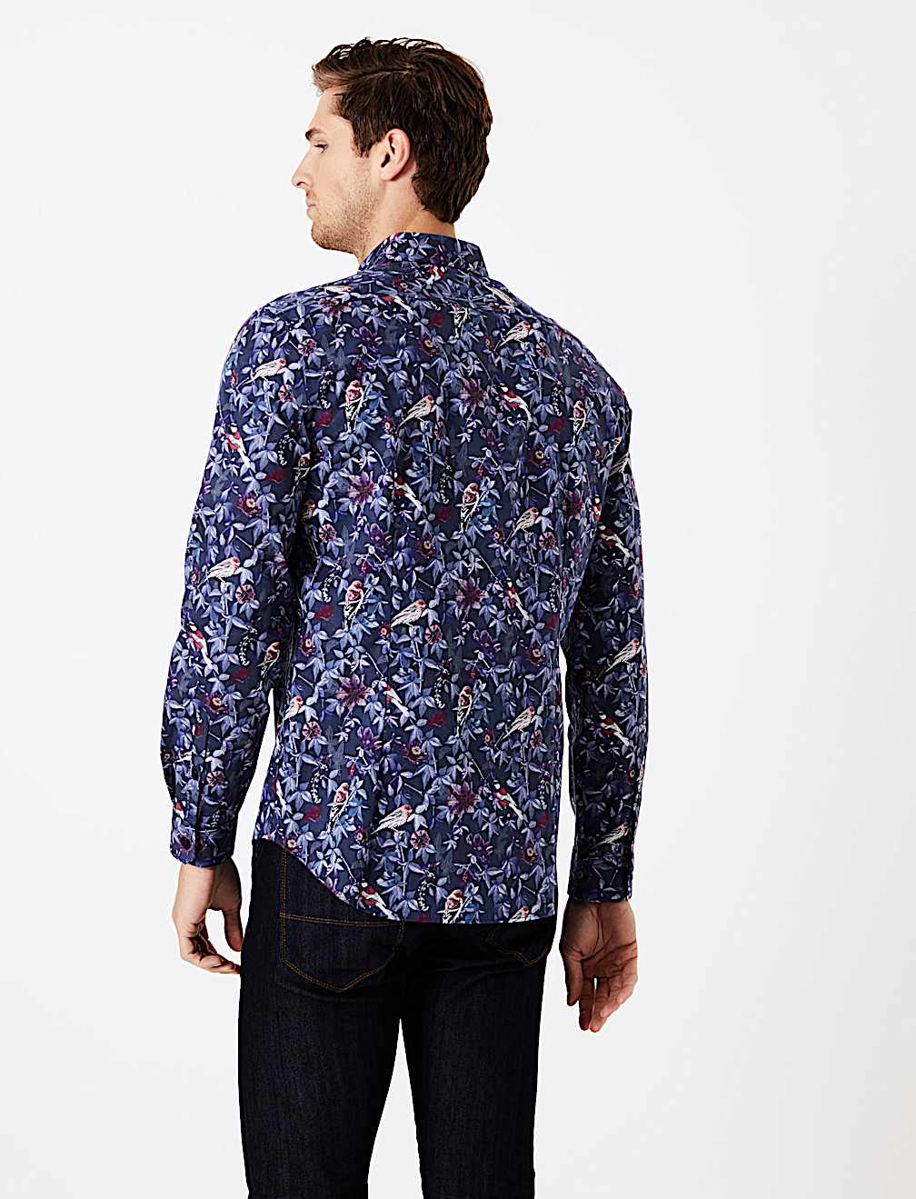 Cotton Bird Print Shirt