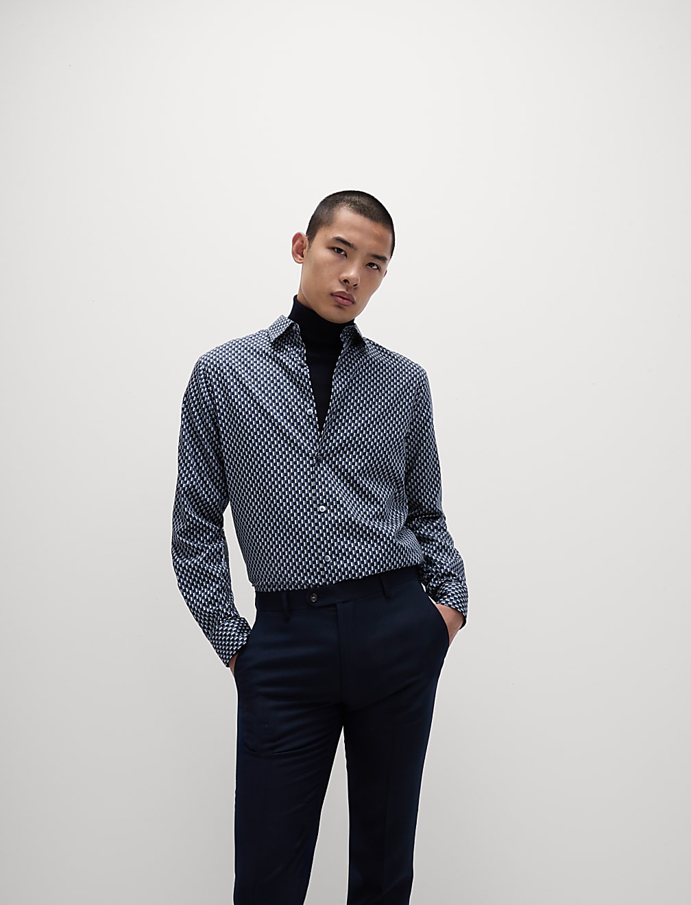 Cotton Blend Print Shirt
