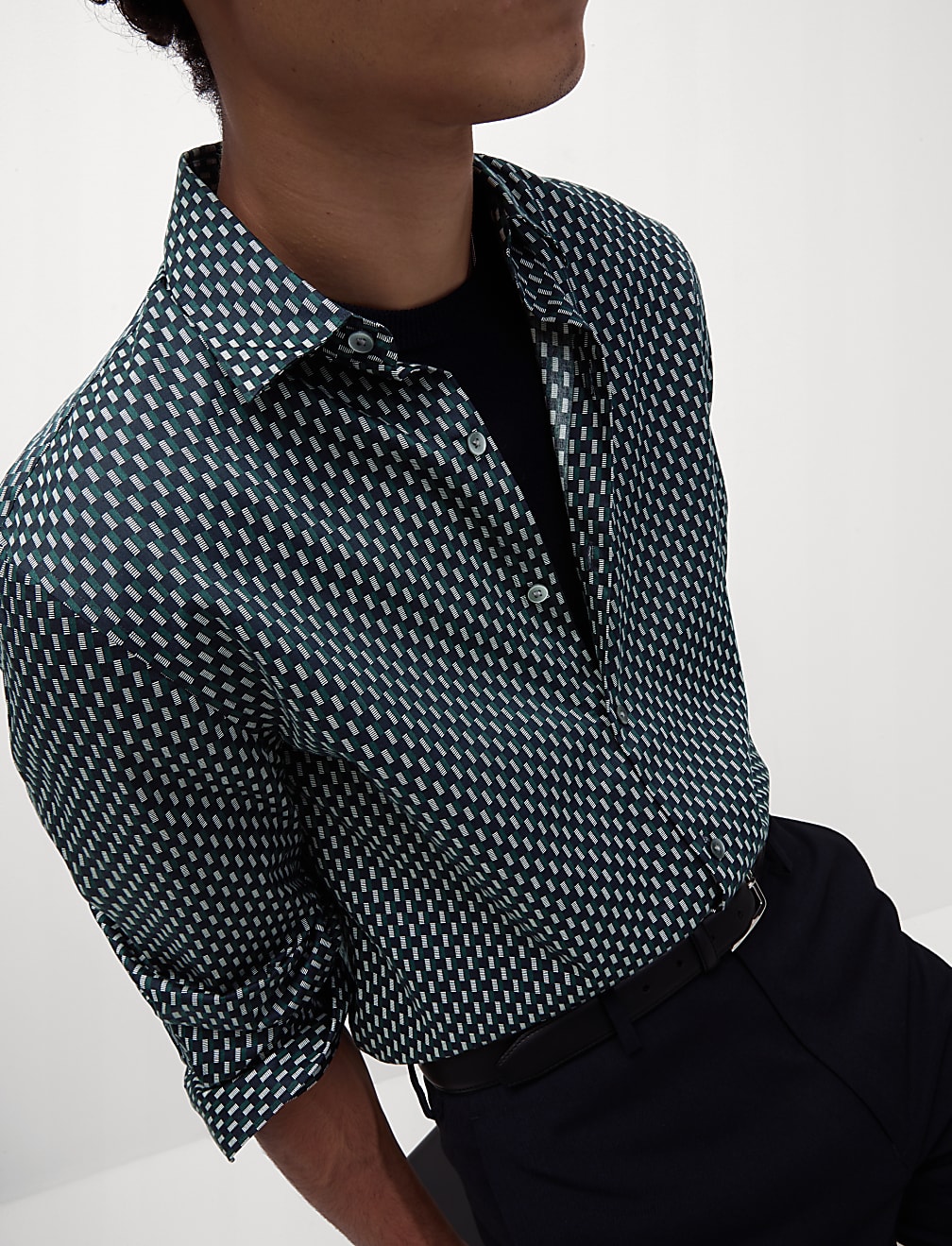 Cotton Blend Print Shirt