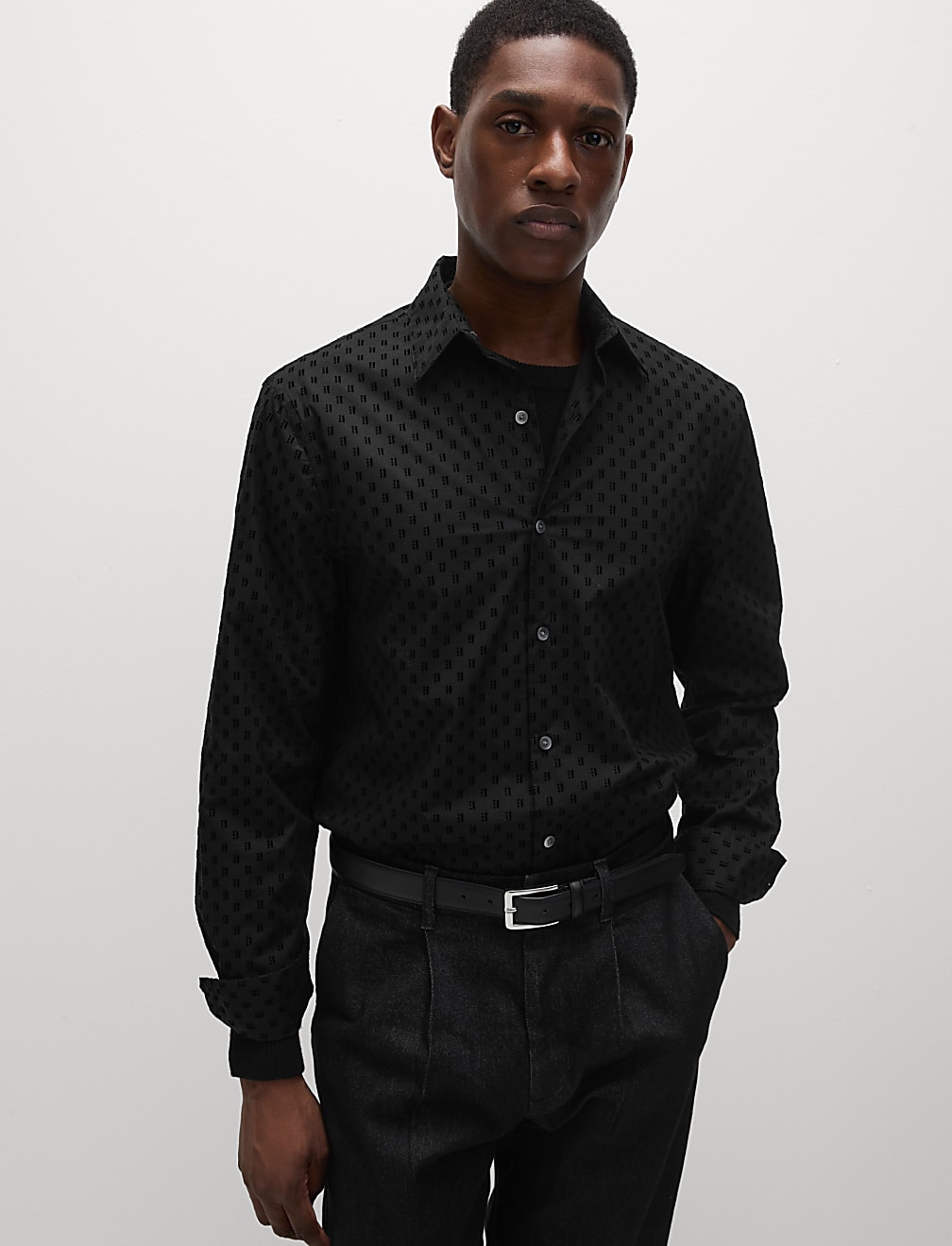 Pure Cotton Flock Textured Shirt