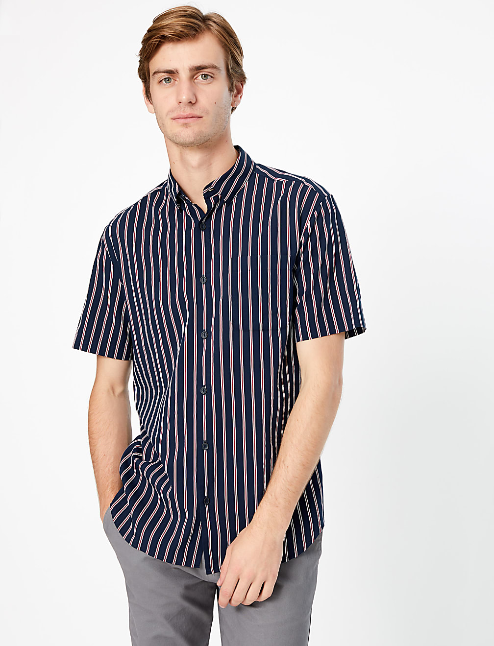 Cotton Rich Striped Shirt