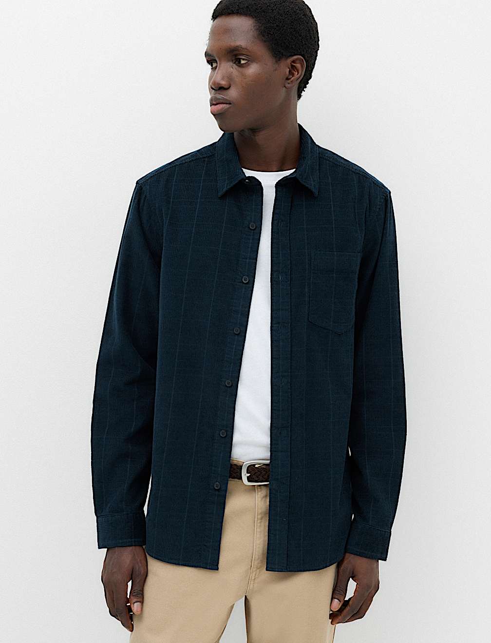 Regular Fit Checked Corduroy Shirt
