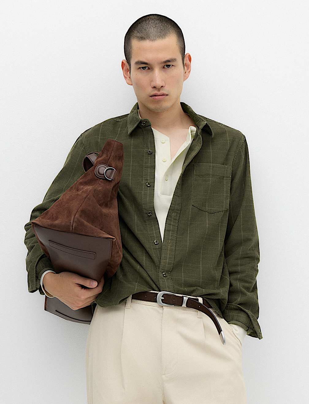 Regular Fit Checked Corduroy Shirt