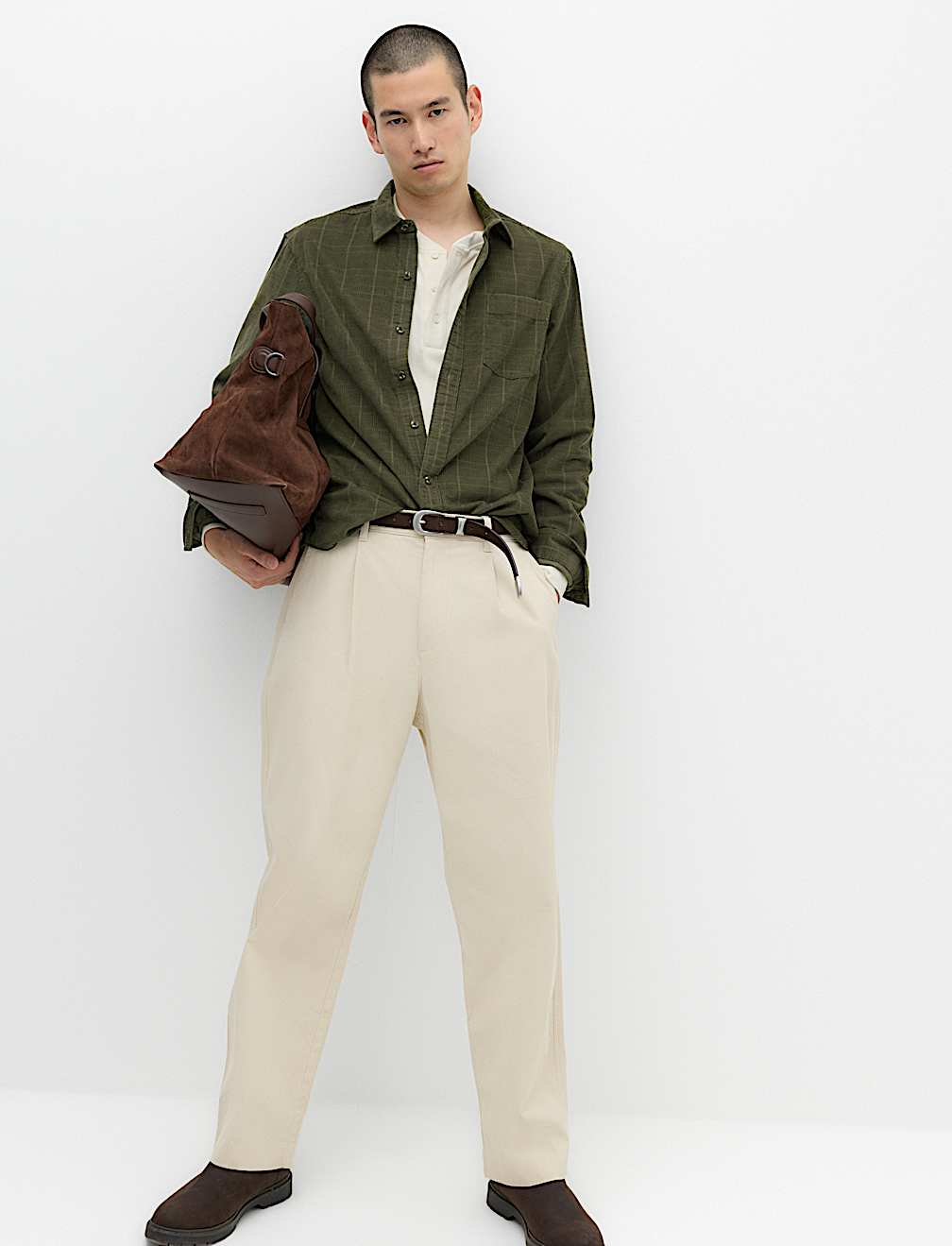 Regular Fit Checked Corduroy Shirt