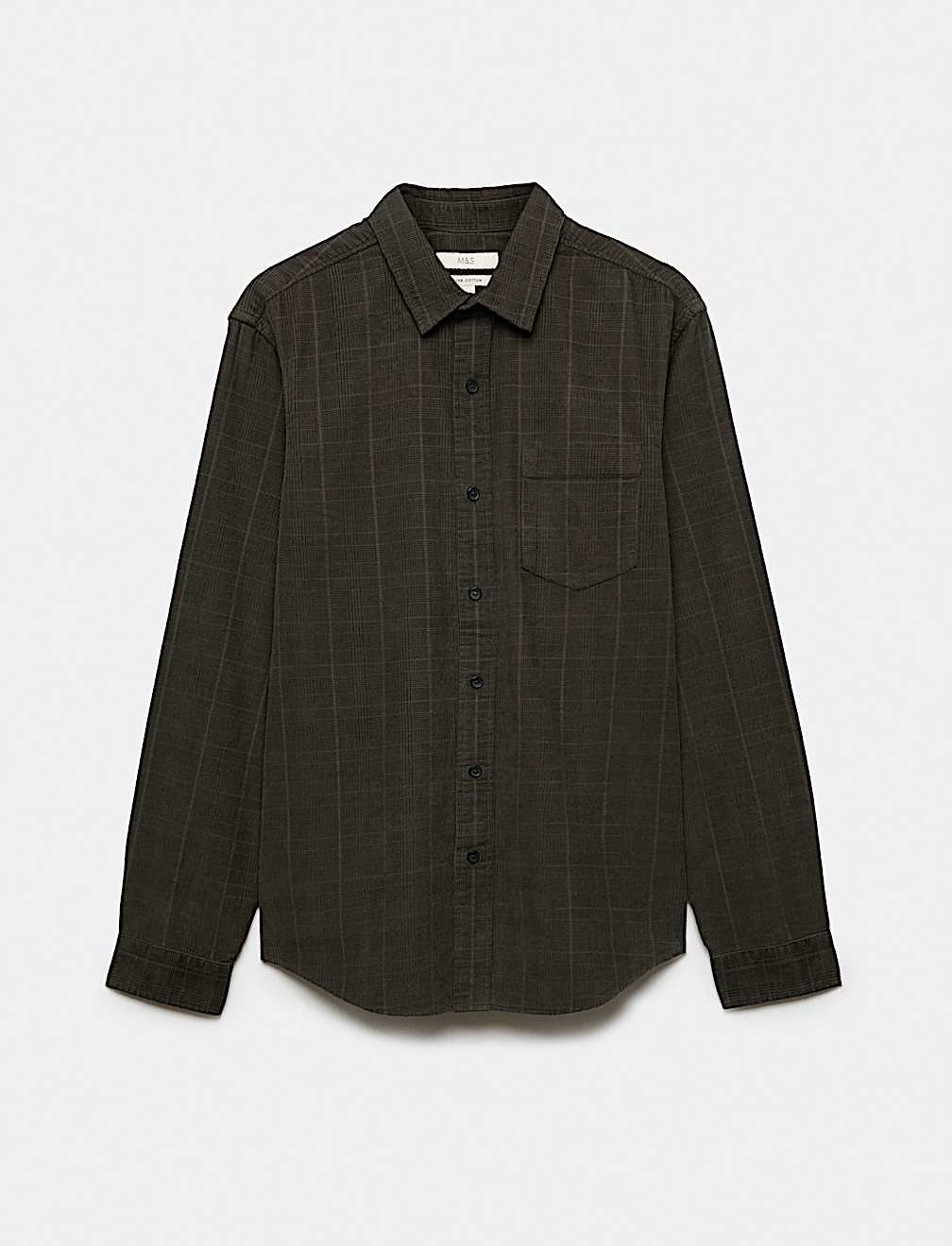 Regular Fit Checked Corduroy Shirt