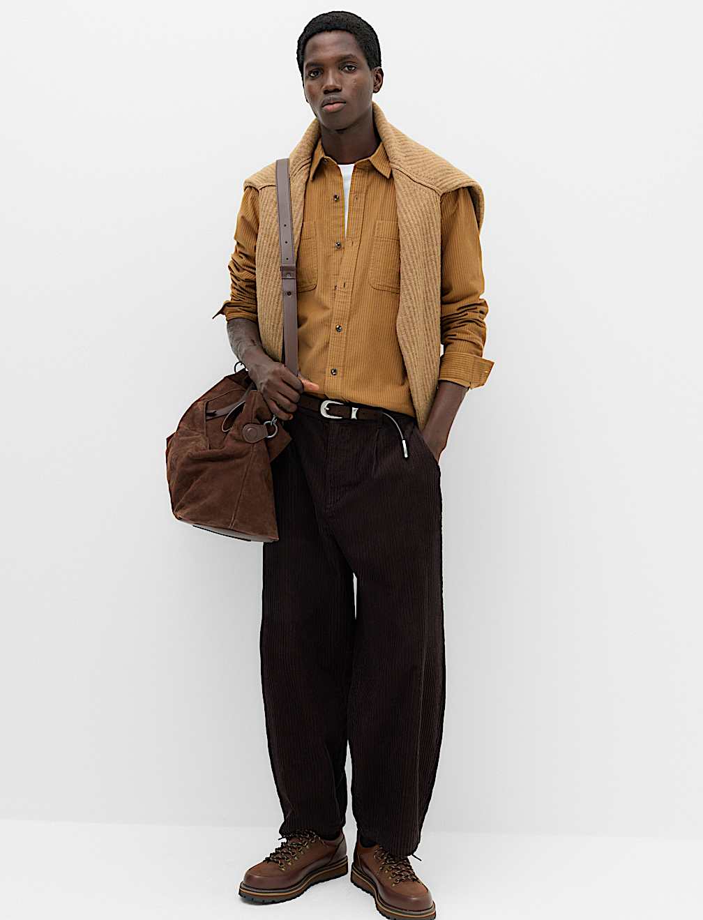 Regular Fit Striped Corduroy Shirt