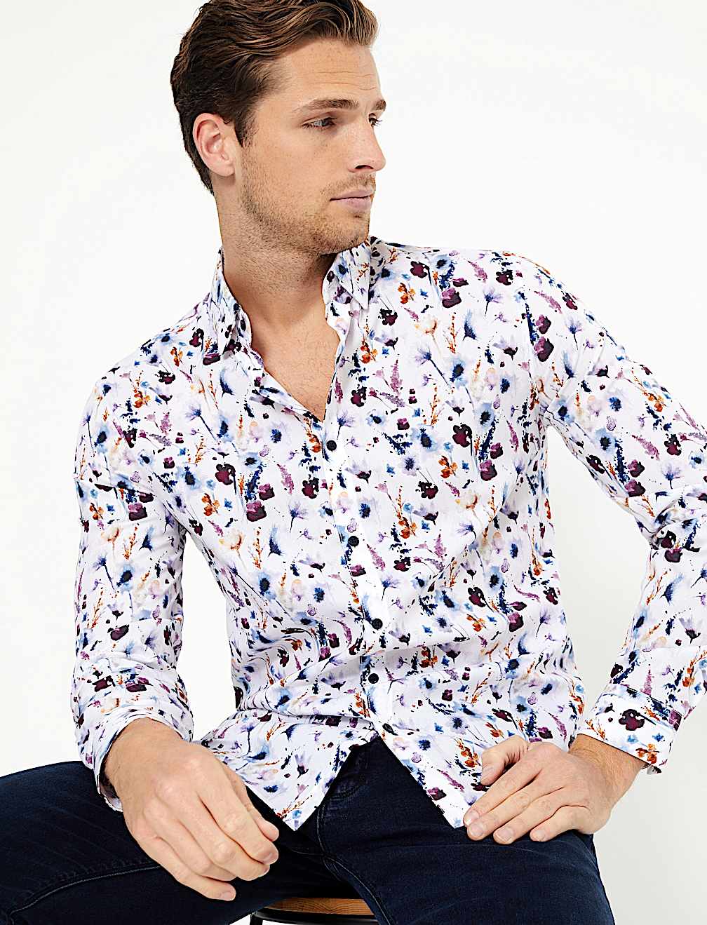 Cotton Watercolour Print Shirt