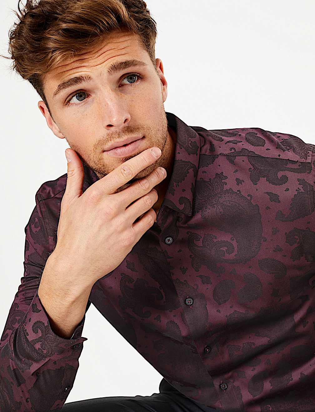 Pure Cotton Paisley Jacquard Shirt