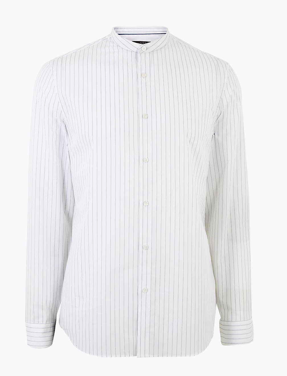Pure Cotton Striped Grandad Slim Fit Shirt