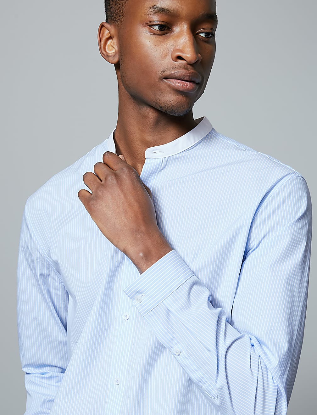 Pure Cotton Striped Grandad Shirt