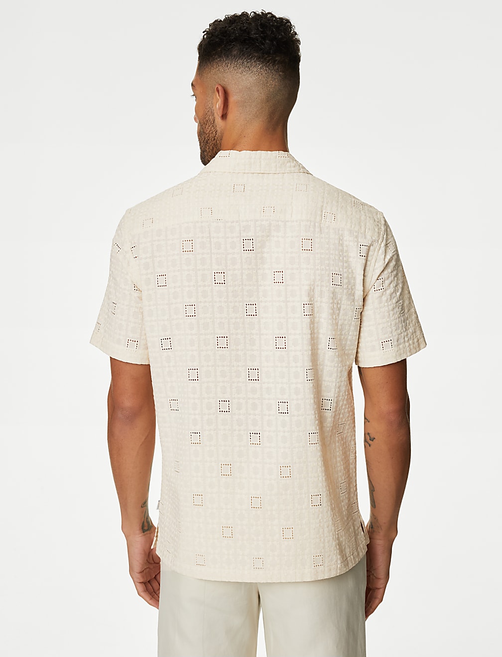 Easy Iron Pure Cotton Revere Collar Embroidered Shirt