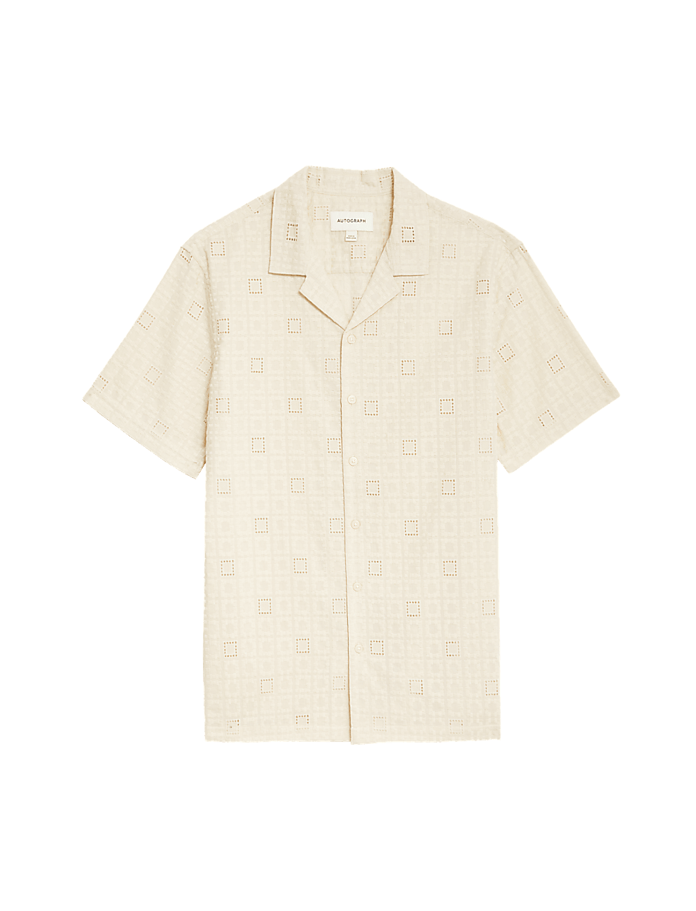 Easy Iron Pure Cotton Revere Collar Embroidered Shirt
