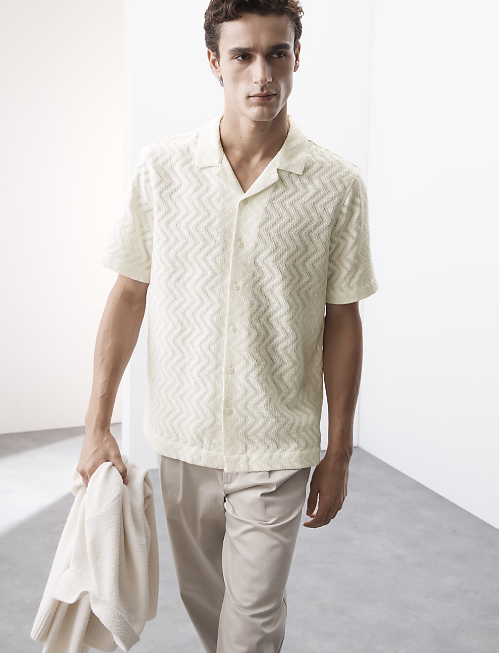 Cotton Rich Cuban Collar Shirt