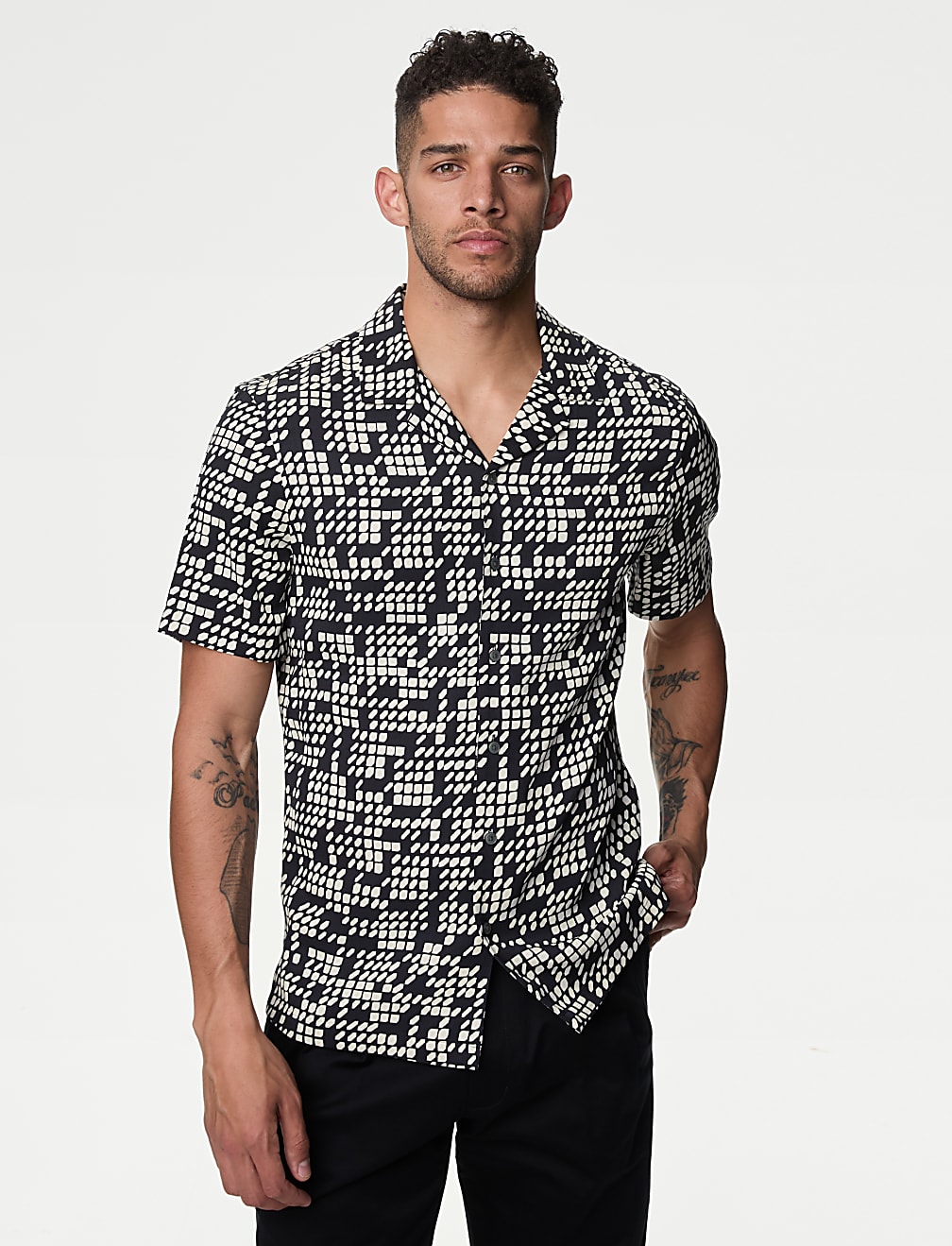 Twill Cuban Collar Shirt