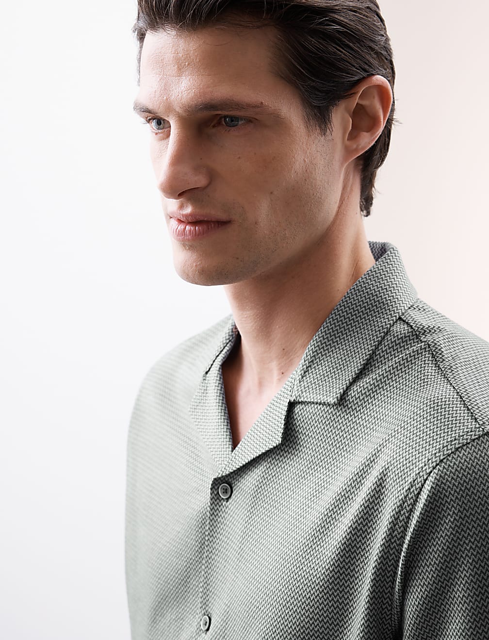 Pure Cotton Textured Cuban Collar Shirt