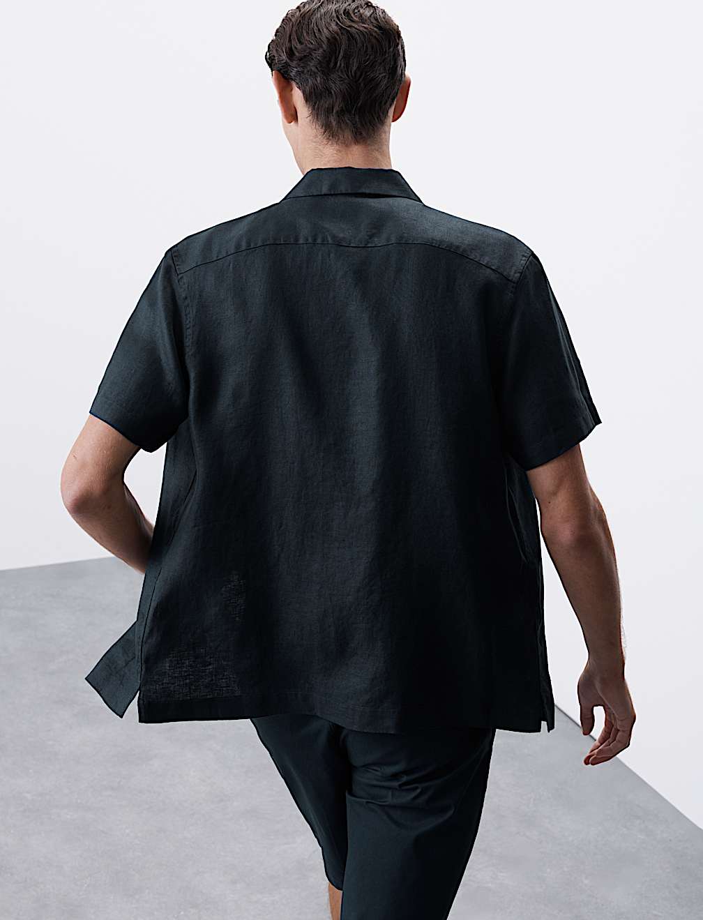 Pure Linen Herringbone Cuban Collar Shirt