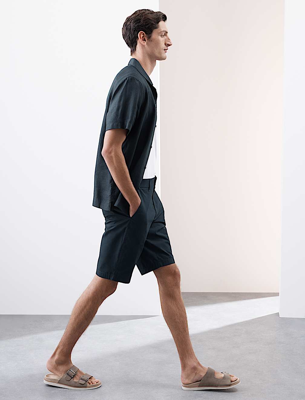 Pure Linen Herringbone Cuban Collar Shirt