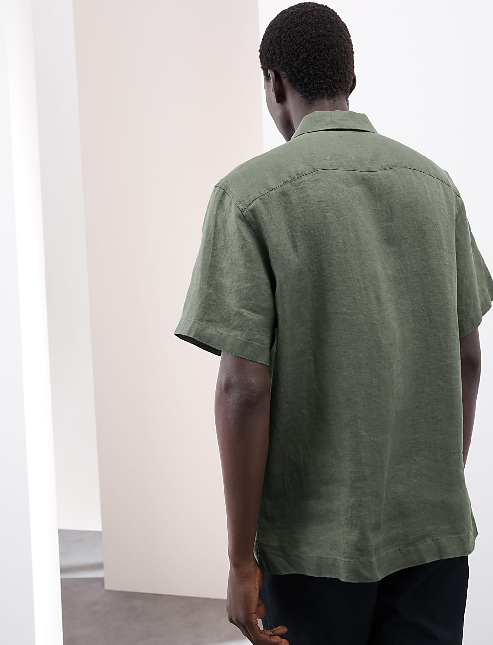 Pure Linen Herringbone Cuban Collar Shirt