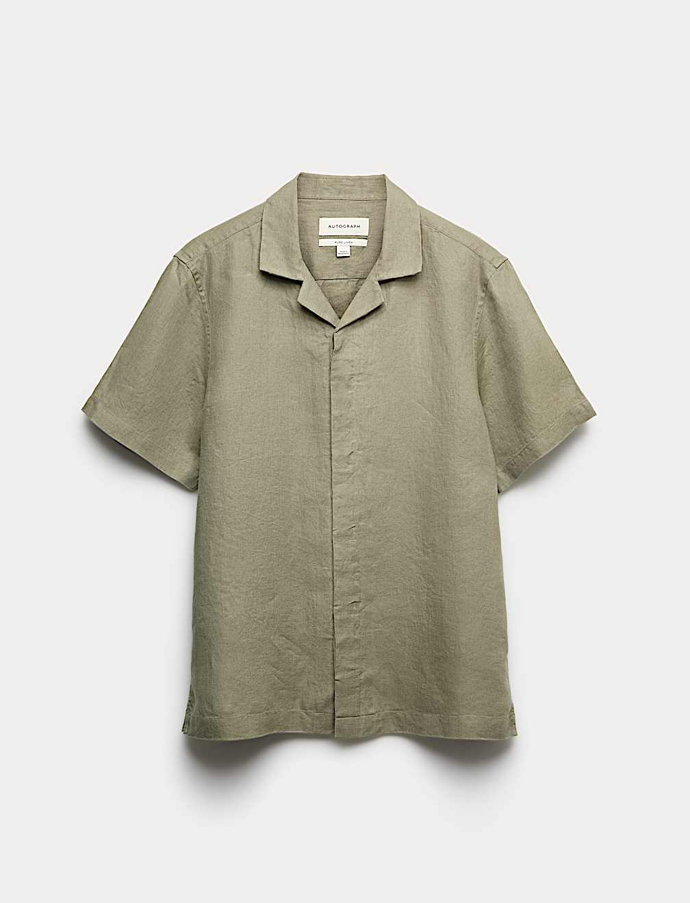 Pure Linen Herringbone Cuban Collar Shirt