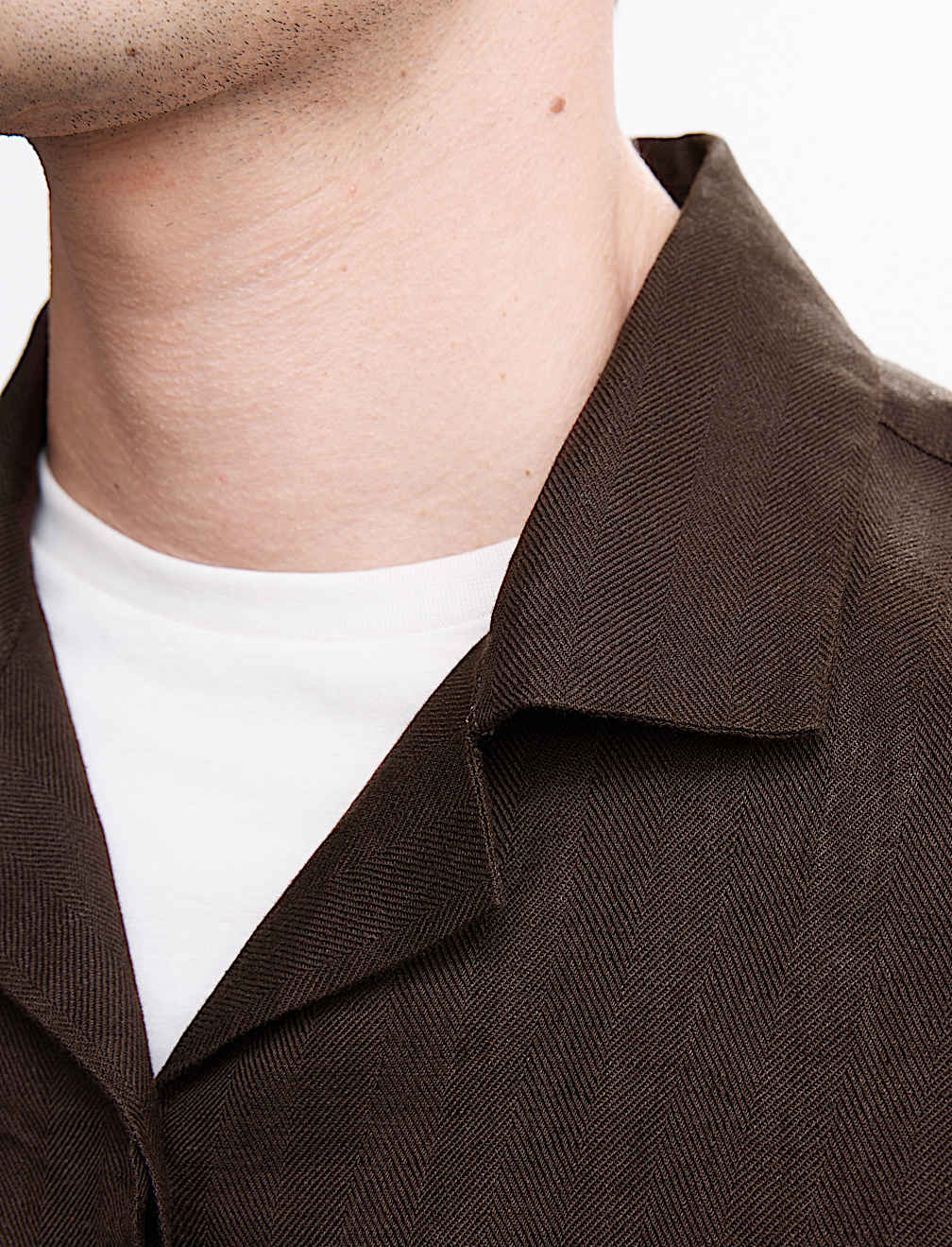 Pure Linen Herringbone Cuban Collar Shirt