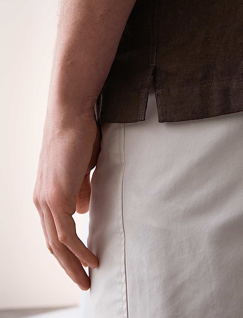 Pure Linen Herringbone Cuban Collar Shirt