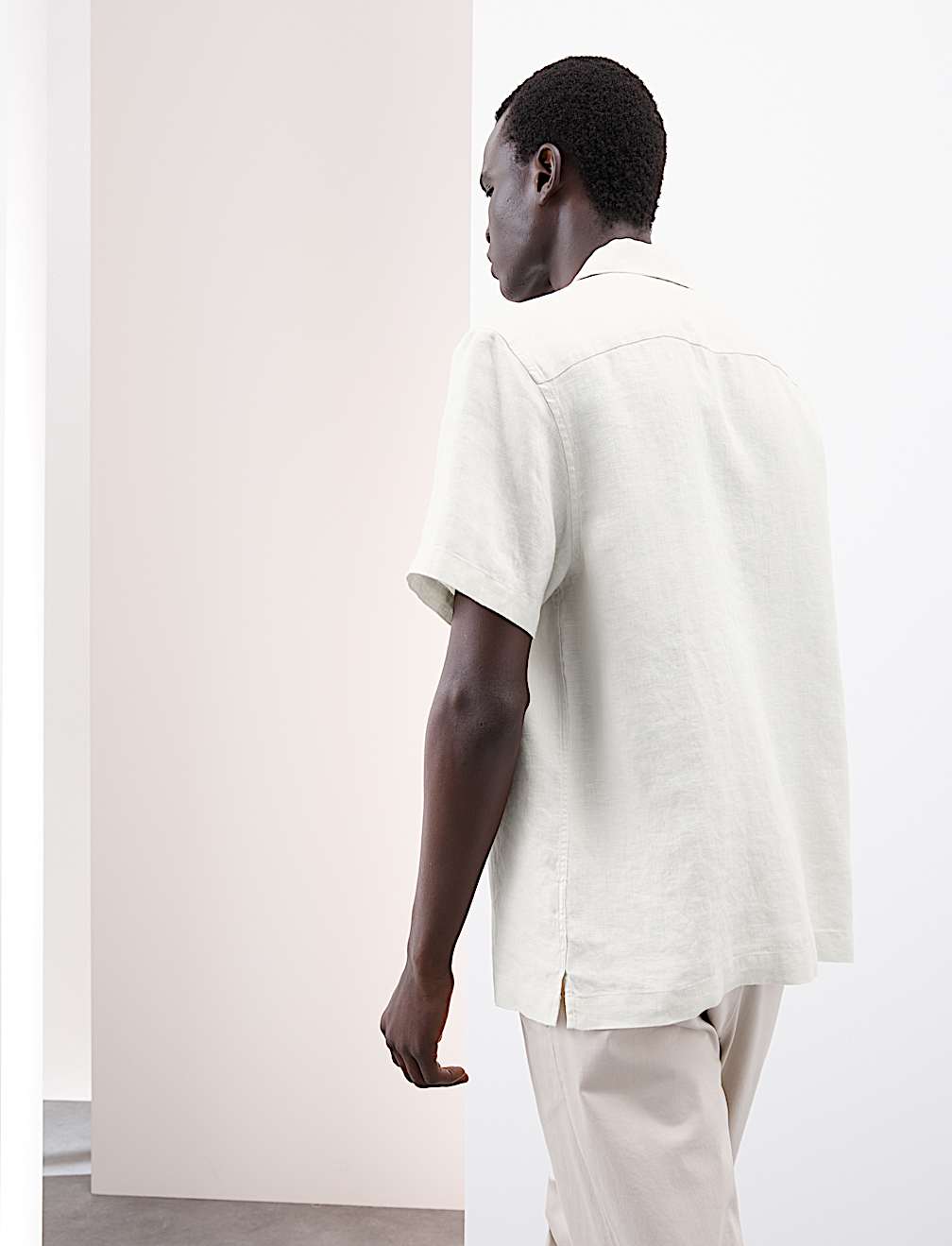 Pure Linen Herringbone Cuban Collar Shirt