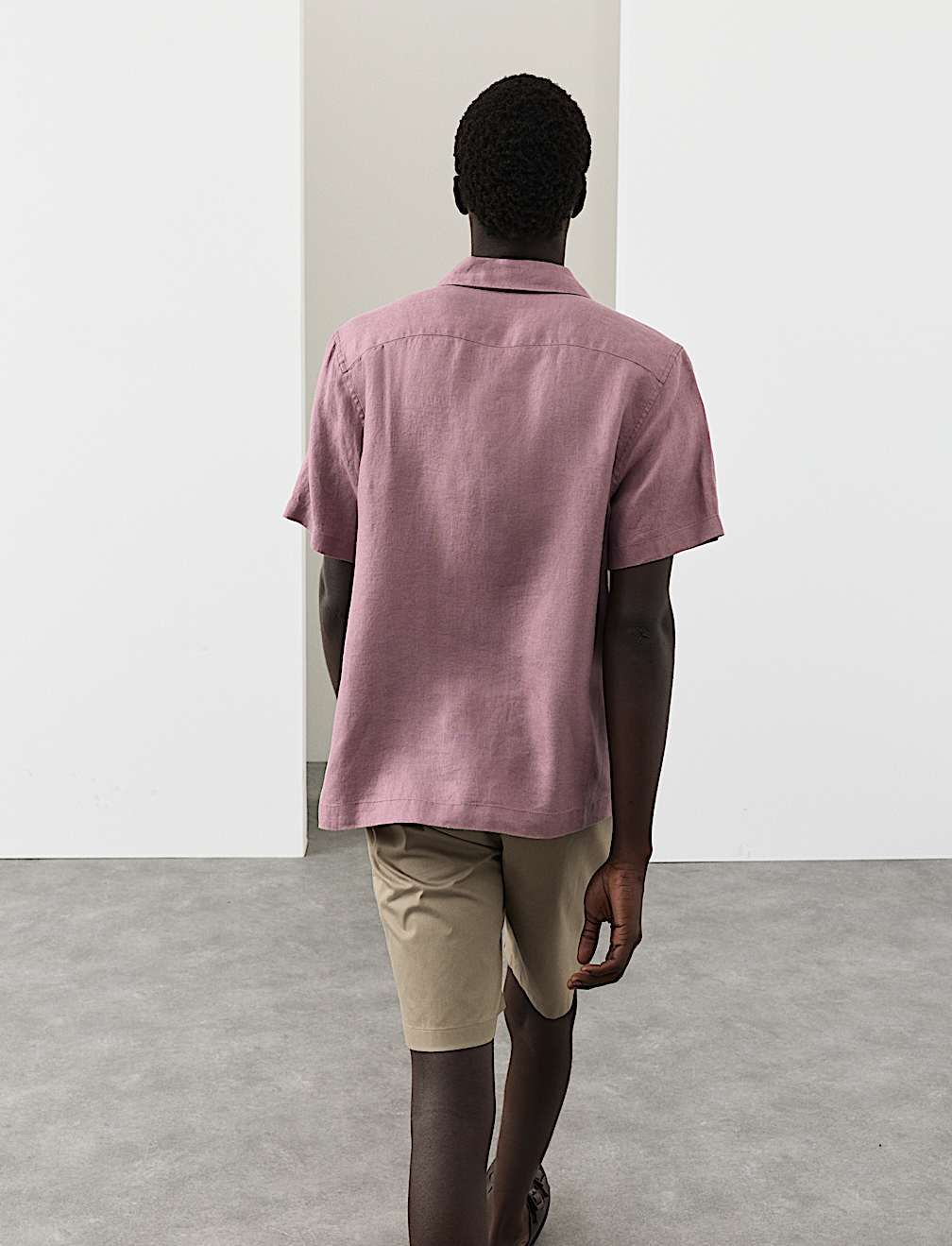 Pure Linen Herringbone Cuban Collar Shirt