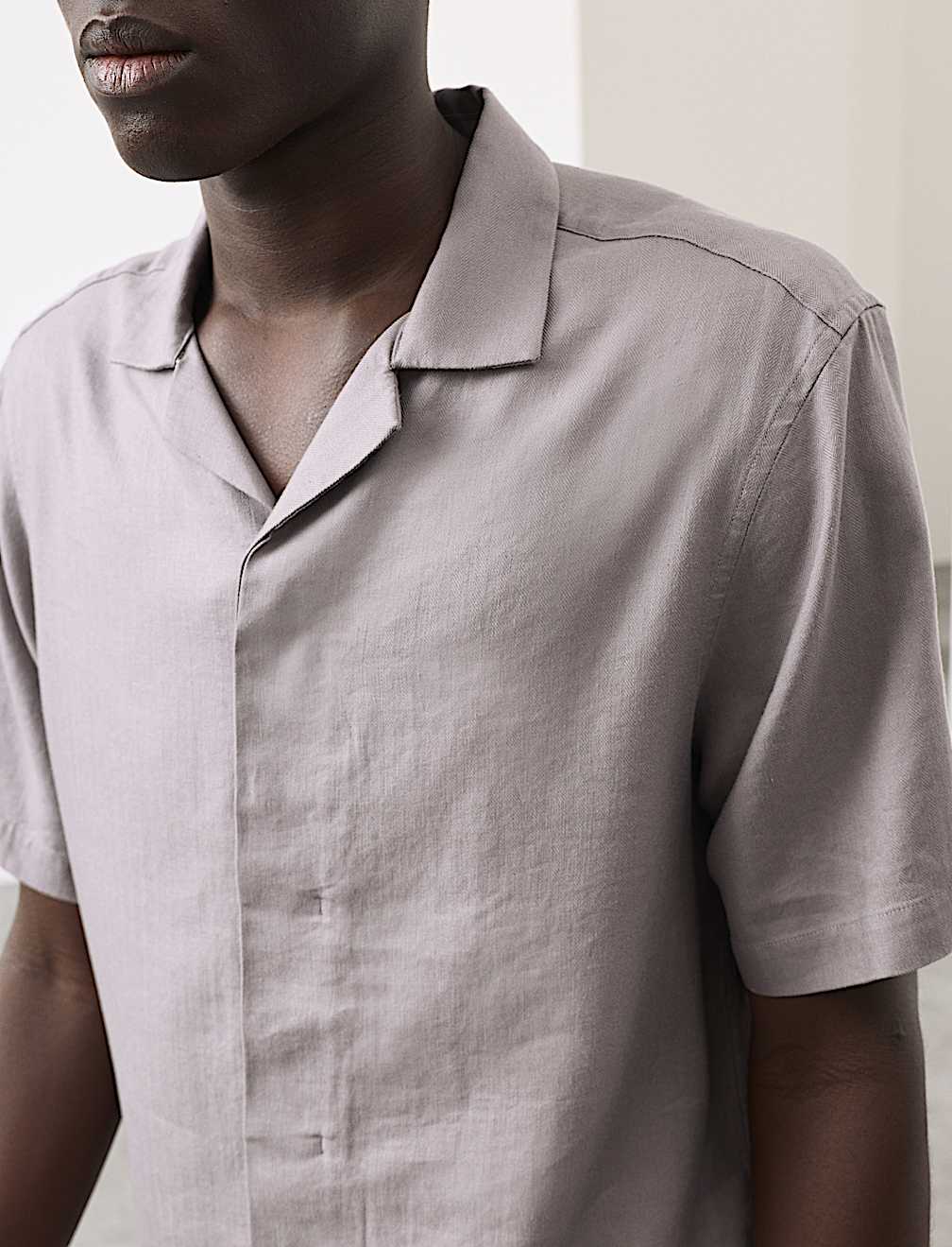 Linen Blend Short Sleeve Shirt