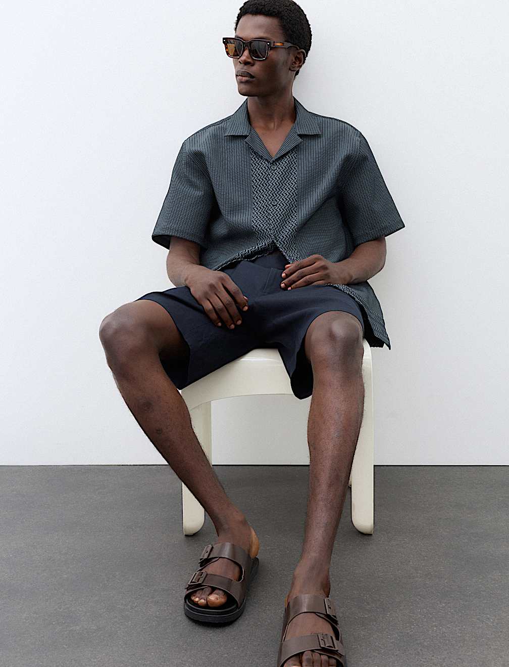 Geometric Jacquard Short Sleeve Shirt
