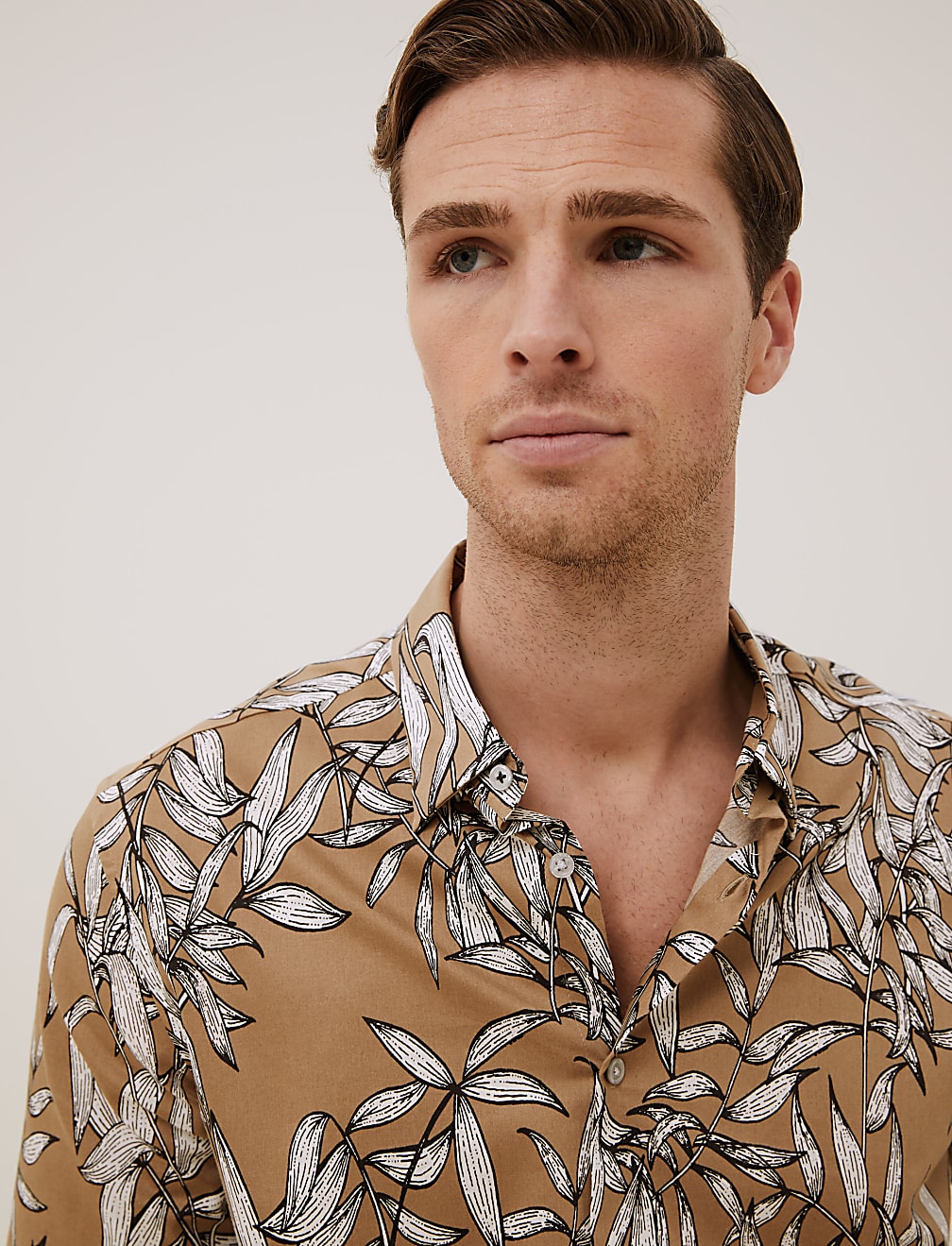 Cotton Print Revere Shirt