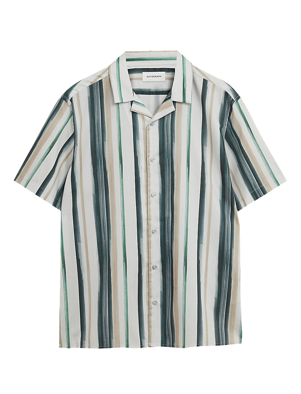 Cotton Striped Cuban Collar Shirt