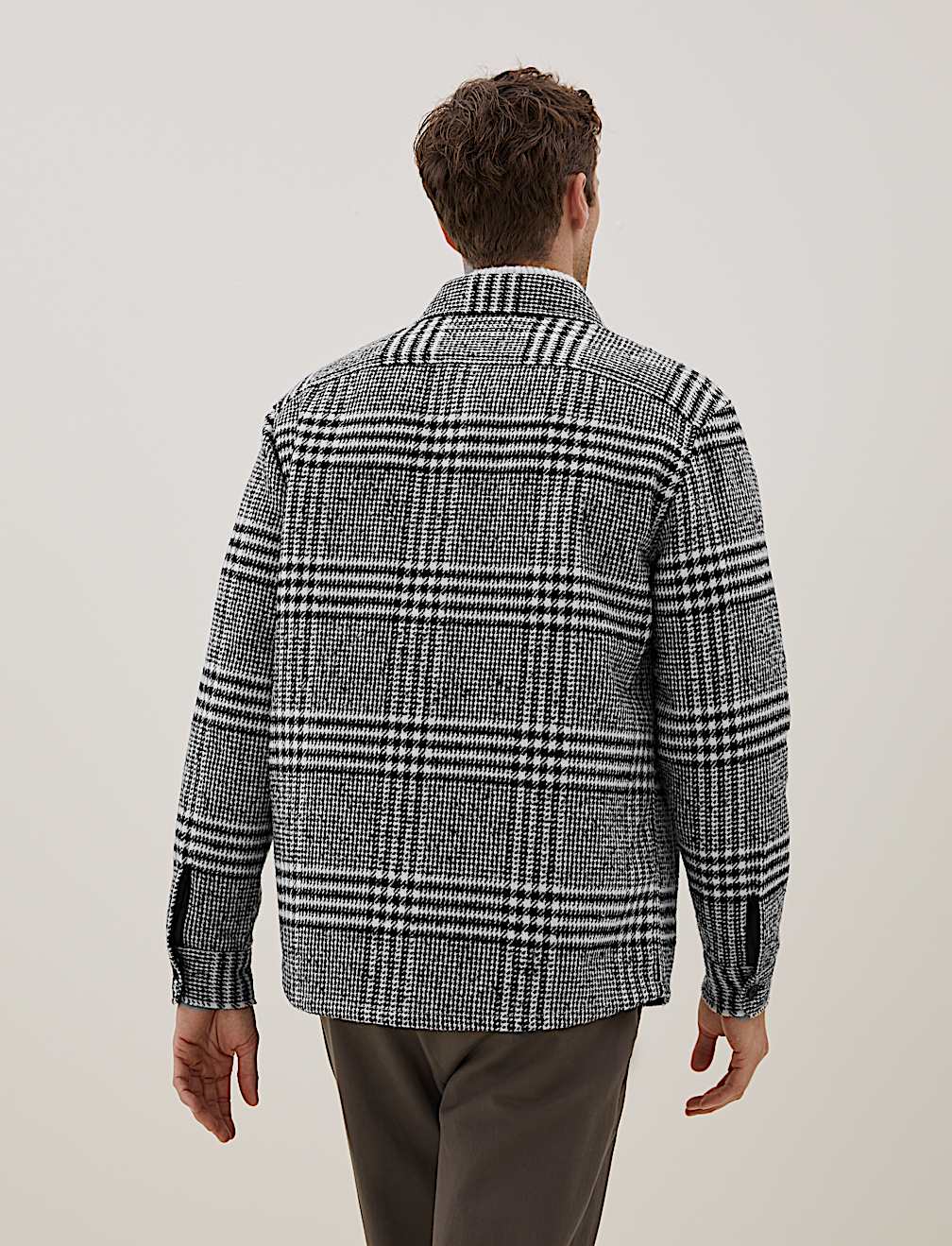 Wool Blend Check Overshirt