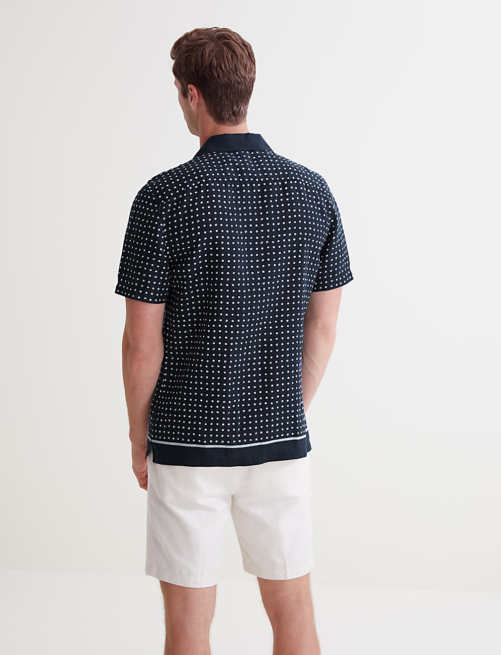 Linen Tencel Border Print Shirt