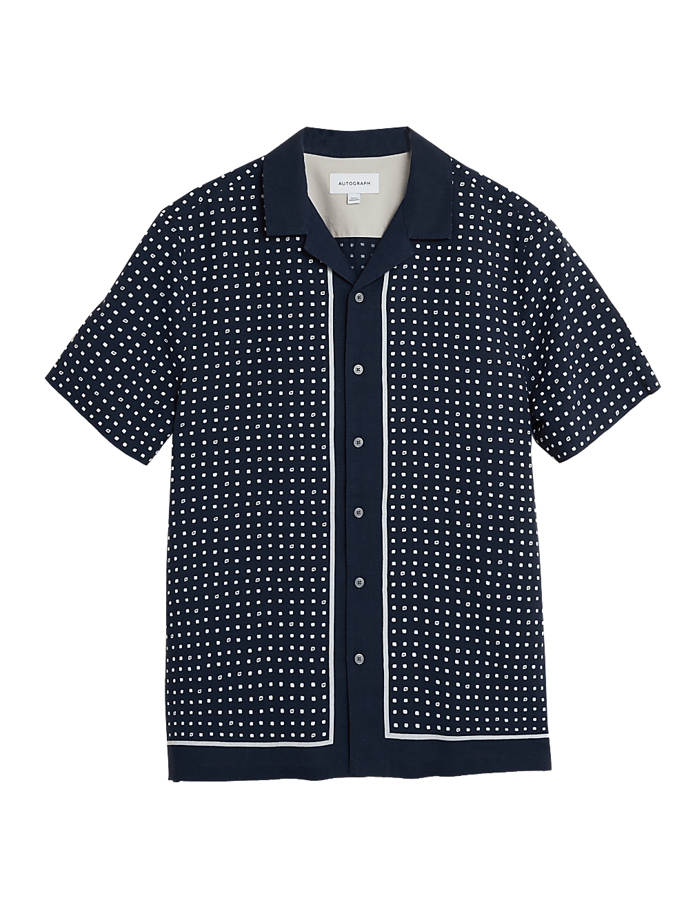 Linen Tencel Border Print Shirt