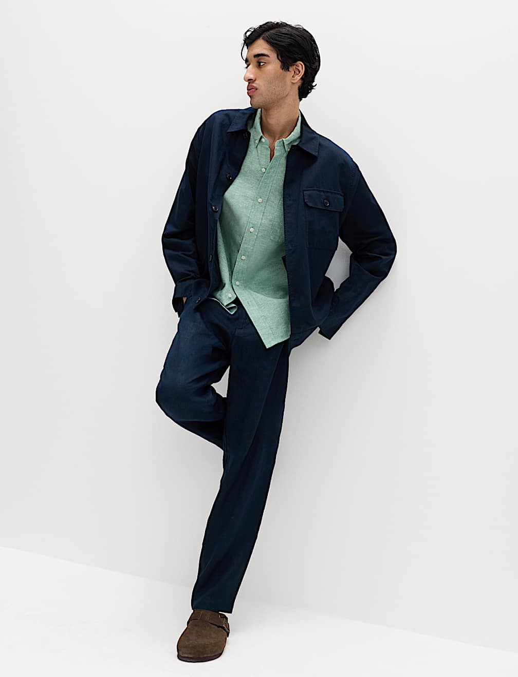 Regular Fit Linen Rich Short Sleeve Shirt