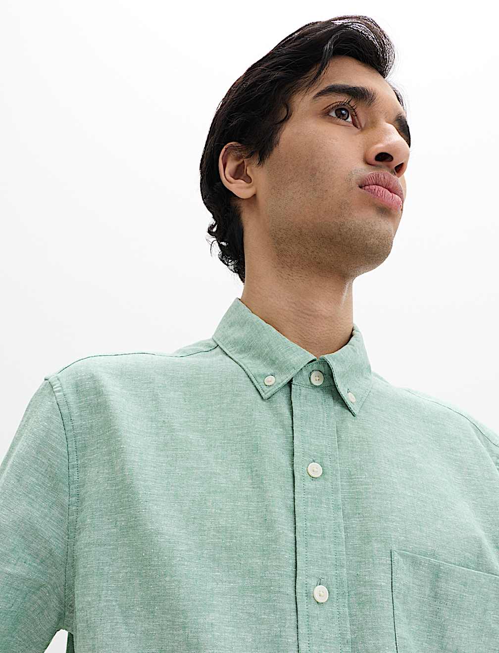 Regular Fit Linen Rich Short Sleeve Shirt