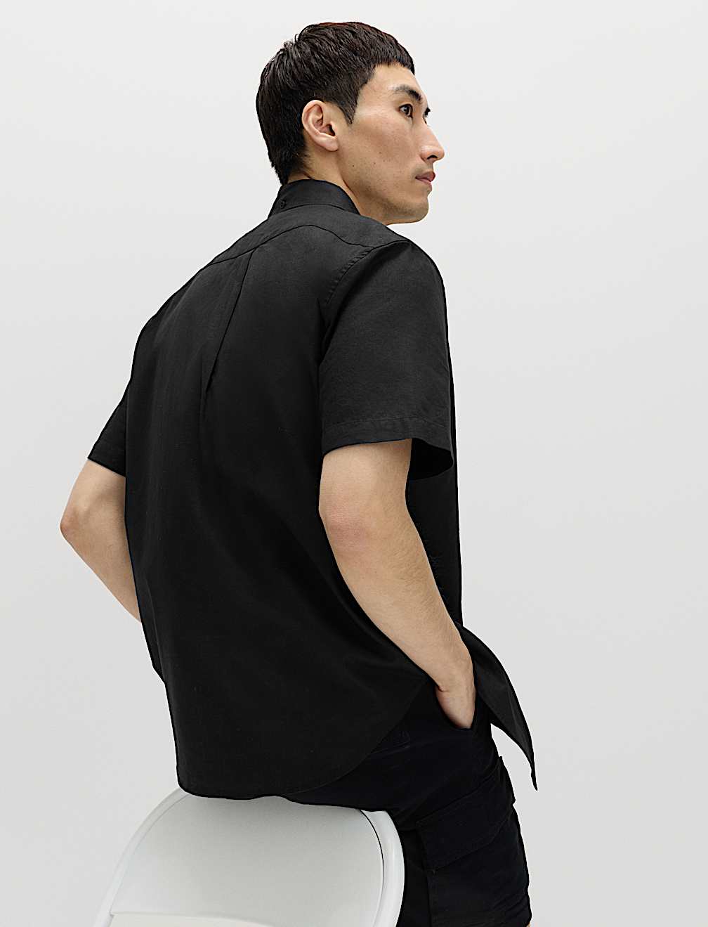 Regular Fit Linen Rich Short Sleeve Shirt