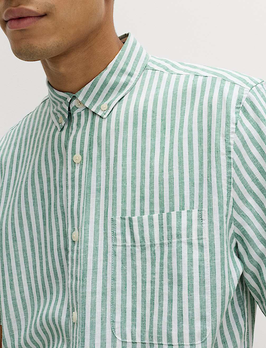Regular Fit Linen Rich Short Sleeve Shirt
