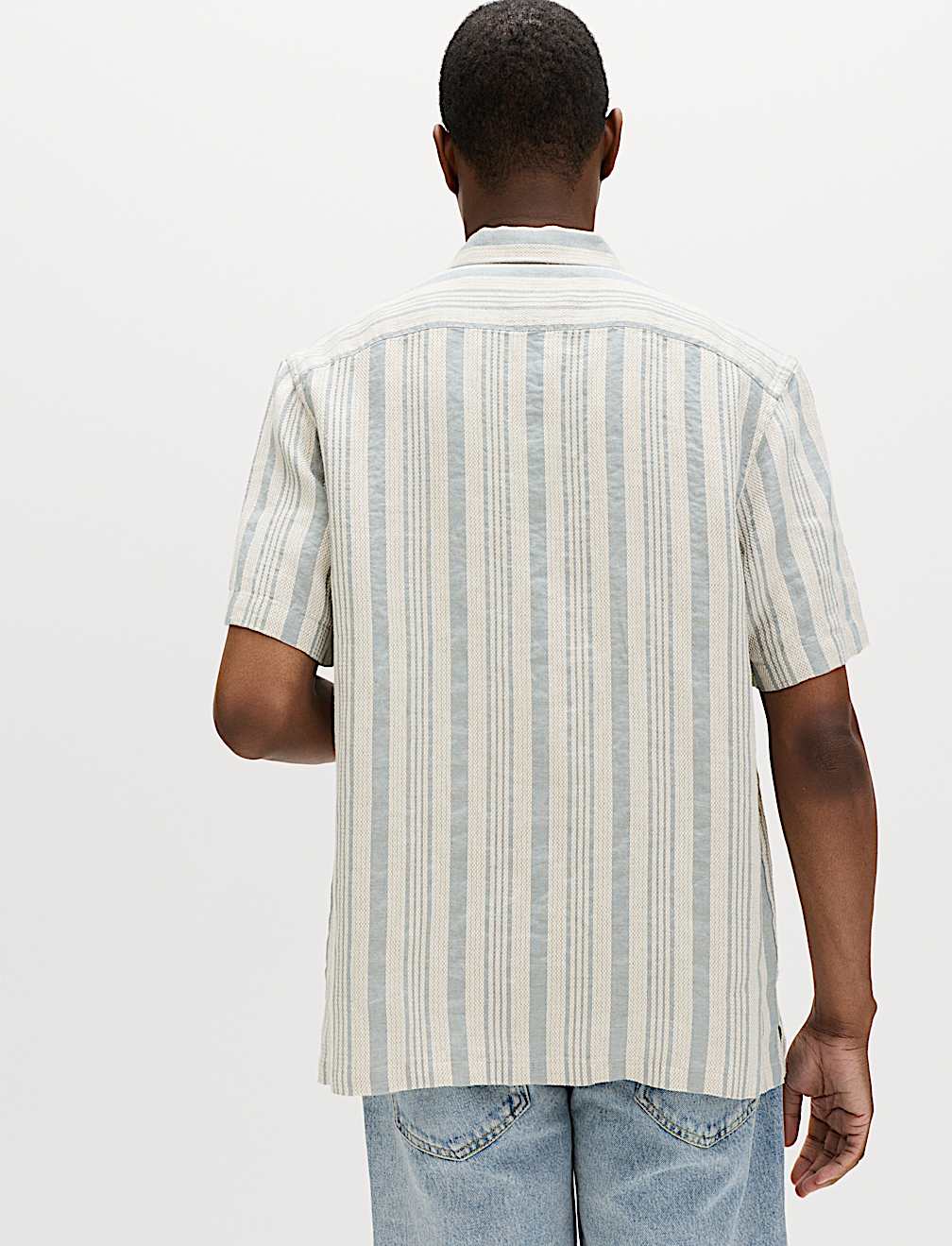 Linen Rich Striped Short Sleeve Shirt