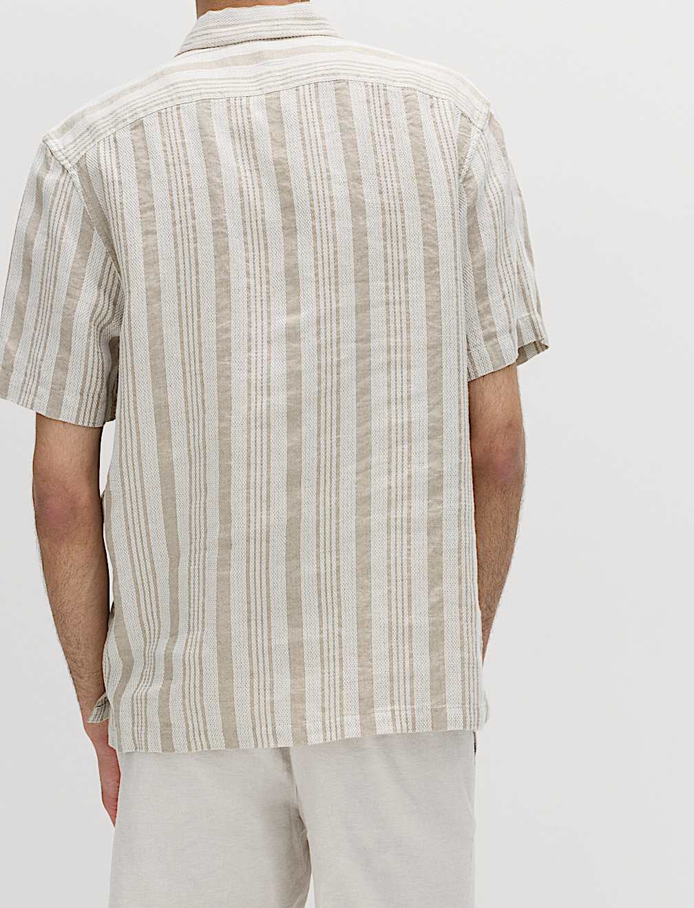 Linen Rich Striped Short Sleeve Shirt