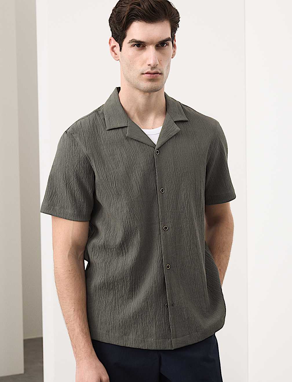 Regular Fit Crinkle Seersucker Shirt