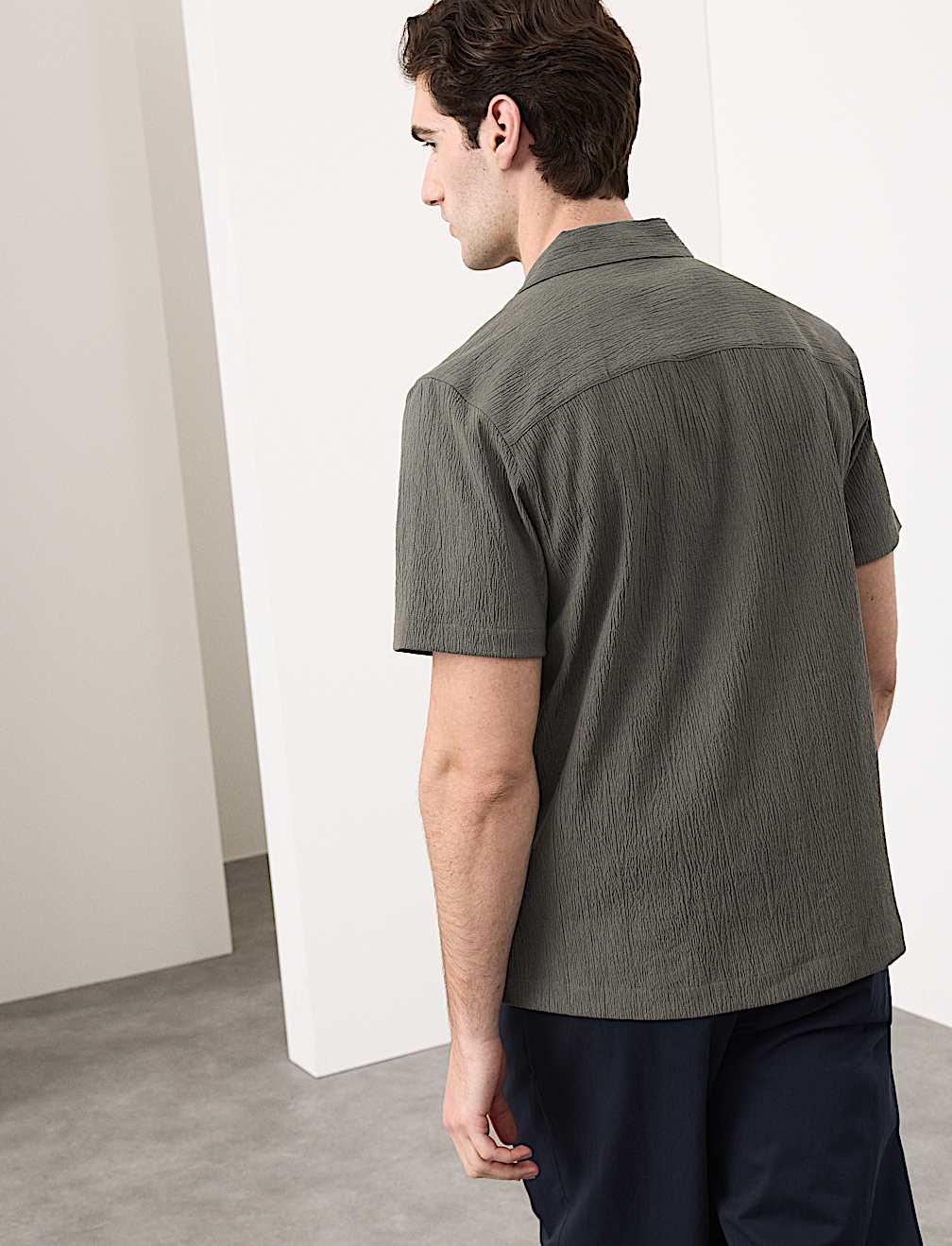 Regular Fit Crinkle Seersucker Shirt