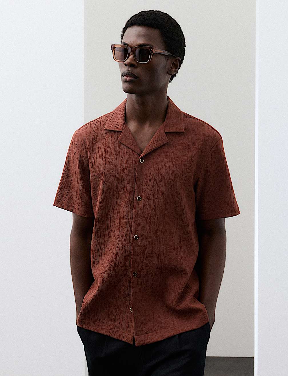 Regular Fit Crinkle Seersucker Shirt