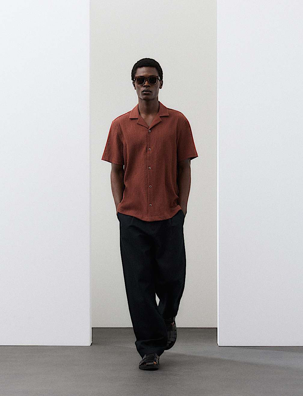 Regular Fit Crinkle Seersucker Shirt